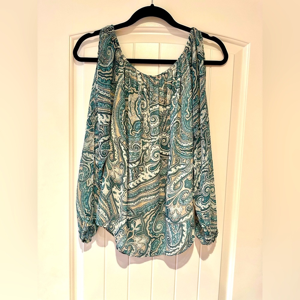 White House Black Market paisley peasant blouse